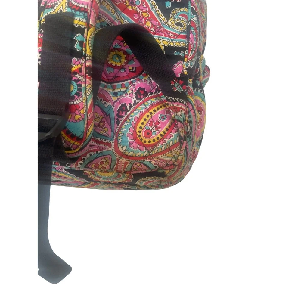 Vera Bradley Campus Backpack Black Multi Color Paisley Quilted Cotton Travel Bag